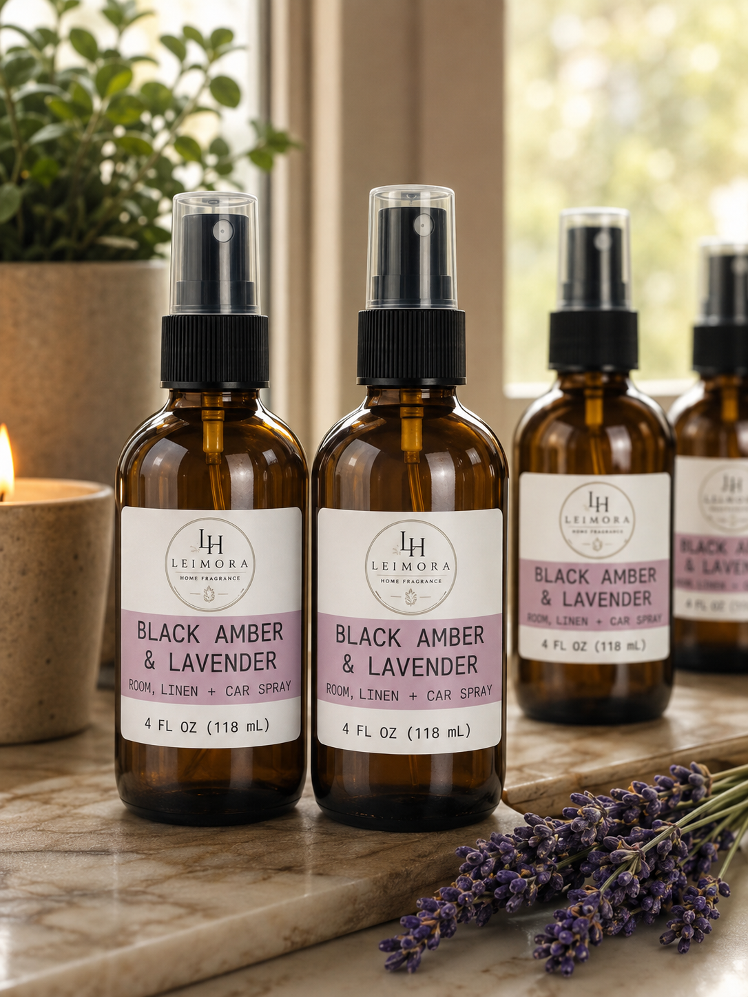 Black Amber & Lavender Linen, Room + Car Fragrance Spray – 4 oz