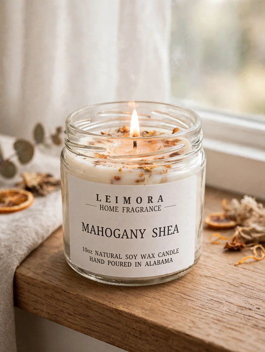 Mahogany Shea Luxury Soy Candle – Warm Wood & Shea Fragrance