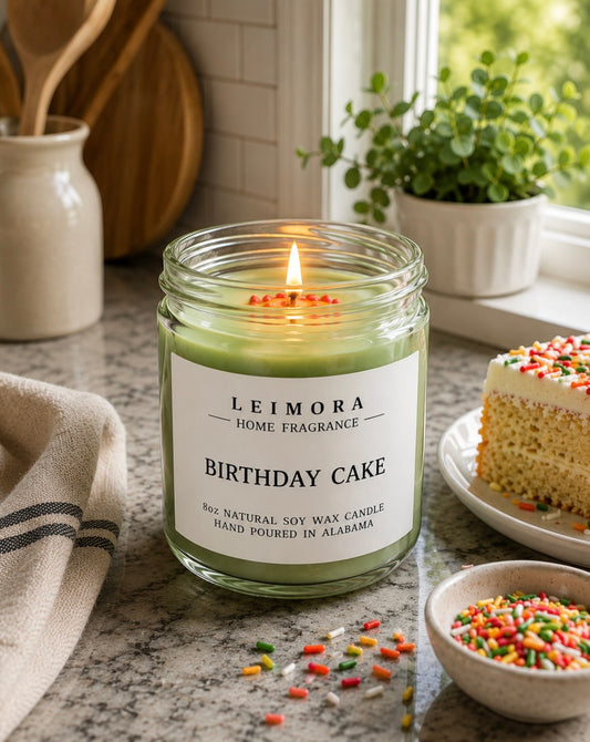 Birthday Cake Luxury Soy Candle – Sweet Vanilla Bakery Scent