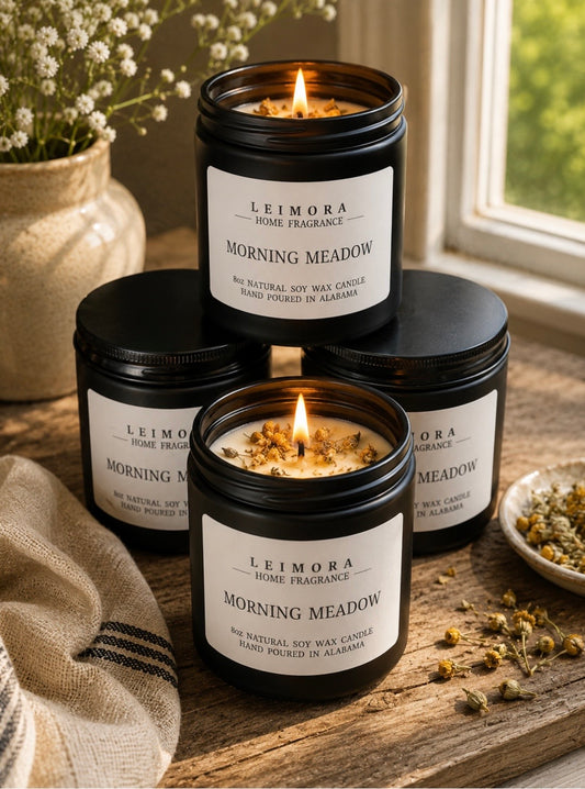 Morning Meadow Luxury Soy Candle – Fresh Wildflower & Green Meadow Scent