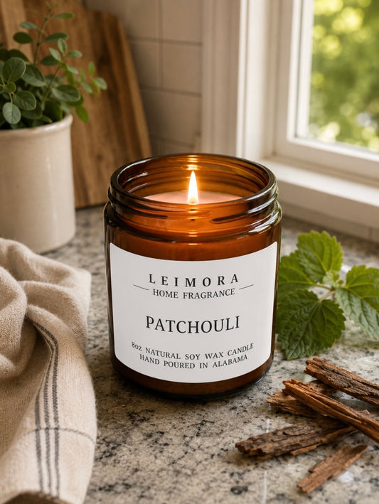 Patchouli Luxury Soy Candle – Earthy Woody Fragrance