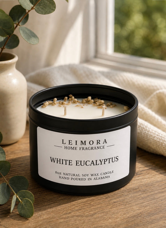 White Eucalyptus Luxury Soy Candle – Crisp Eucalyptus & Fresh Mint Scent