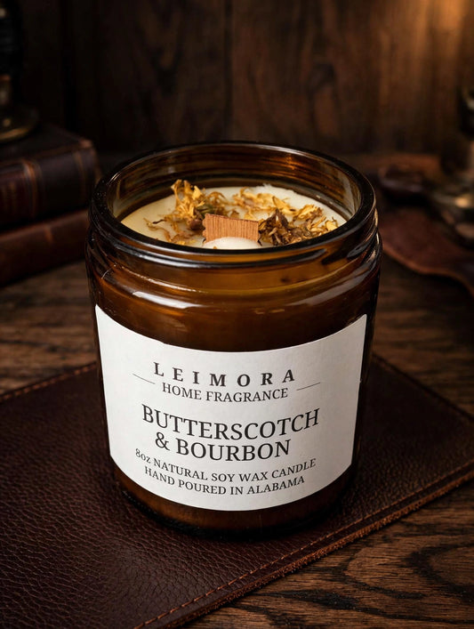 Butterscotch & Bourbon Luxury Soy Candle – Sweet Bourbon Fragrance