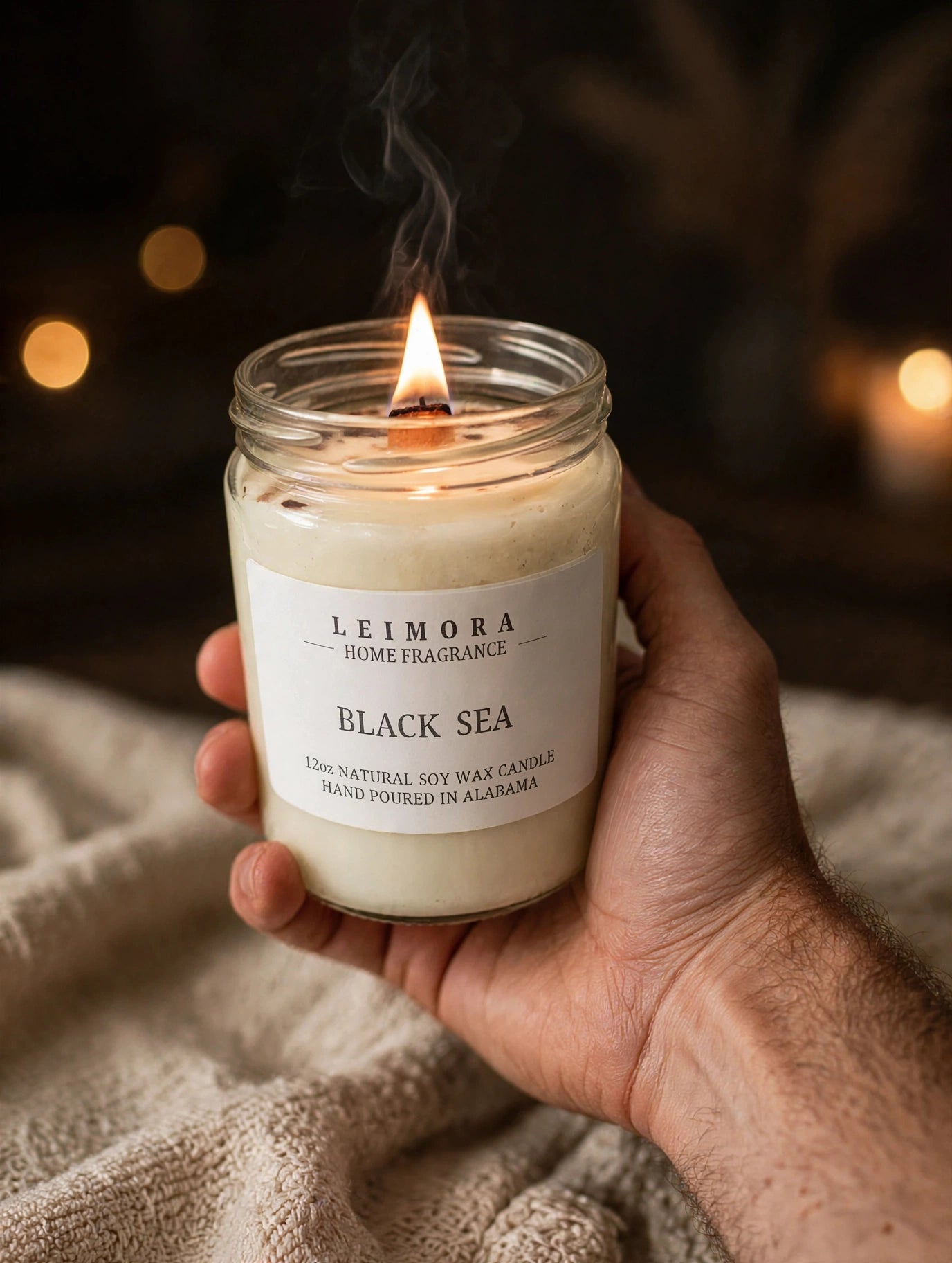 Black Sea Luxury Soy Candle – Fresh Marine & Dark Musk Scent